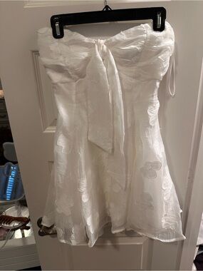 Princess Polly White Strapless Floral Bow Dress
